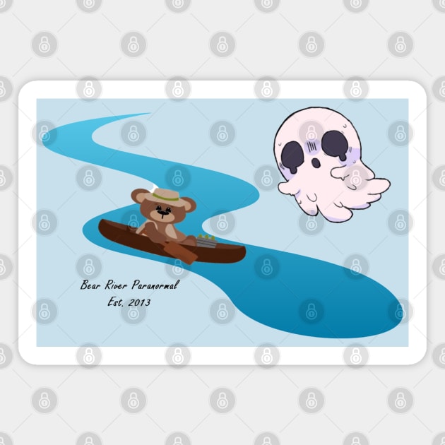 Cute Bear in a boat, in a river with a ghost right there! Magnet by Bear River Paranormal